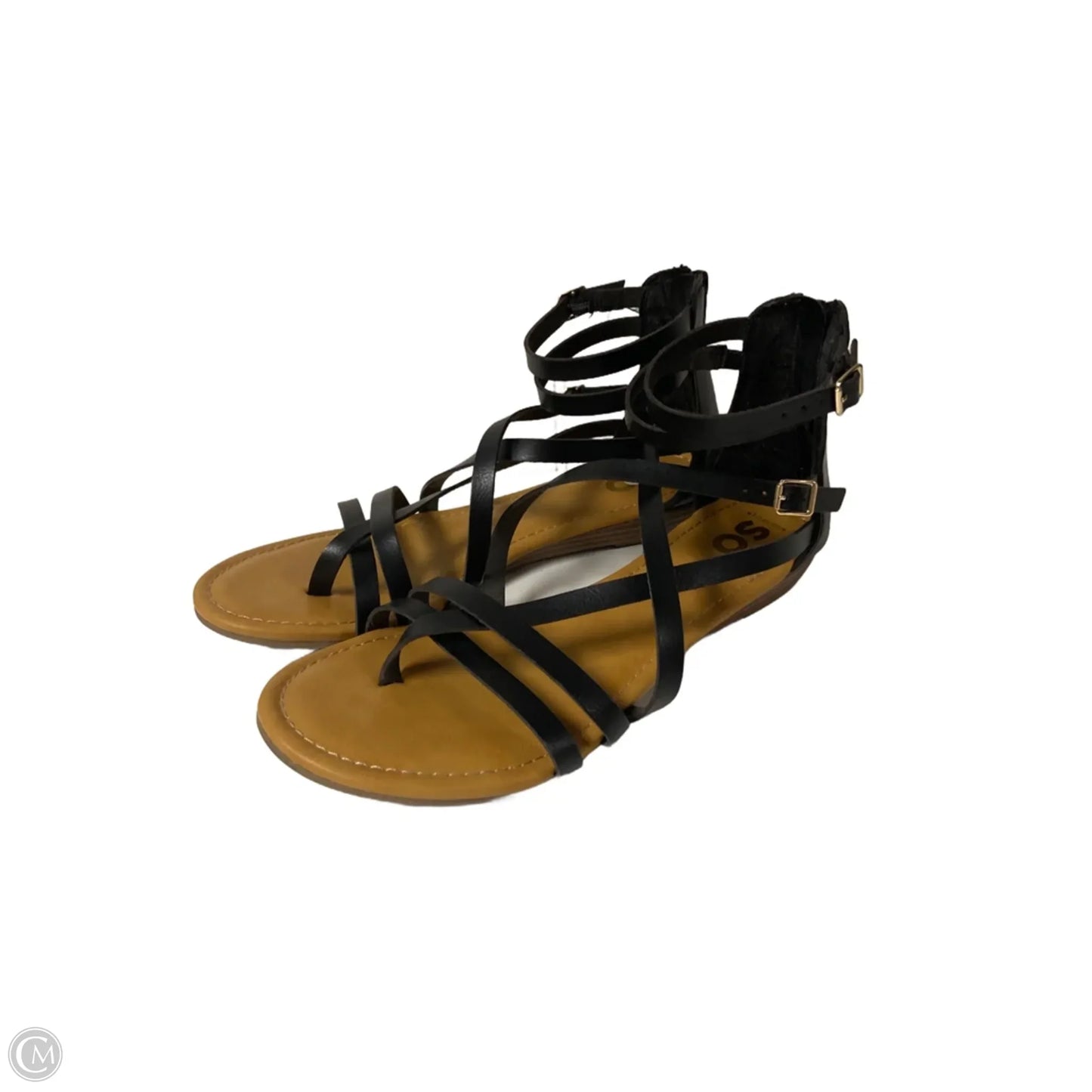Sandals Flats By So In Black, Size: 10