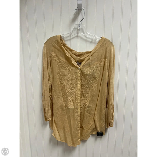 Top 3/4 Sleeve By Nine West In Tan, Size: Xl