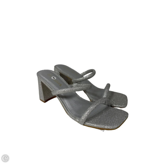 Sandals Heels Block By Clothes Mentor In Silver, Size: 9