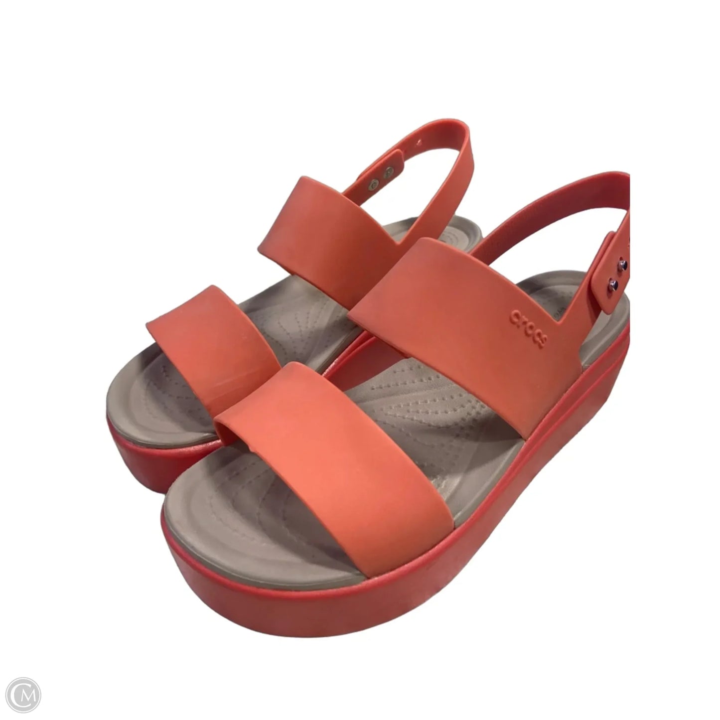 Sandals Heels Platform By Crocs In Coral, Size: 7