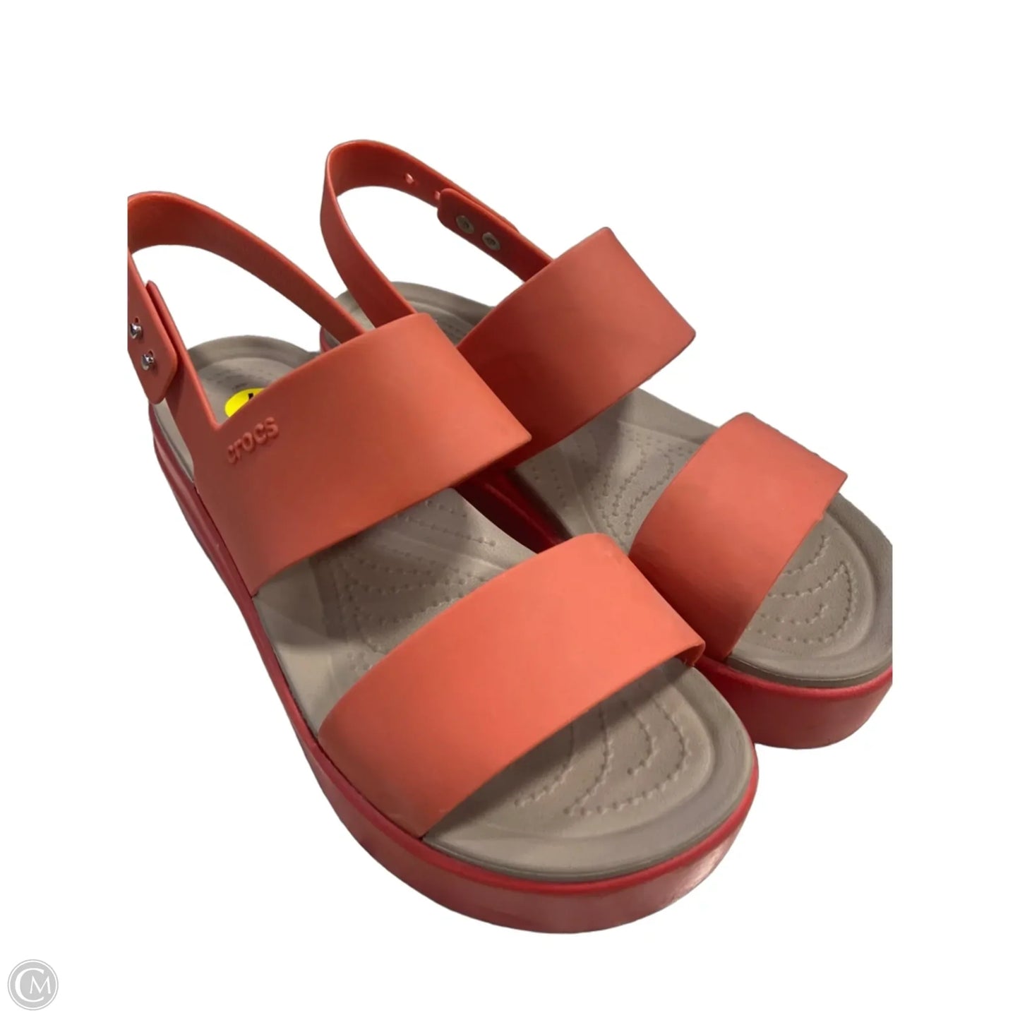 Sandals Heels Platform By Crocs In Coral, Size: 7