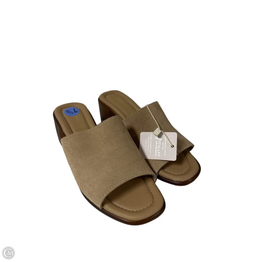 Sandals Heels Block By Italian Shoemakers In Taupe, Size: 7.5