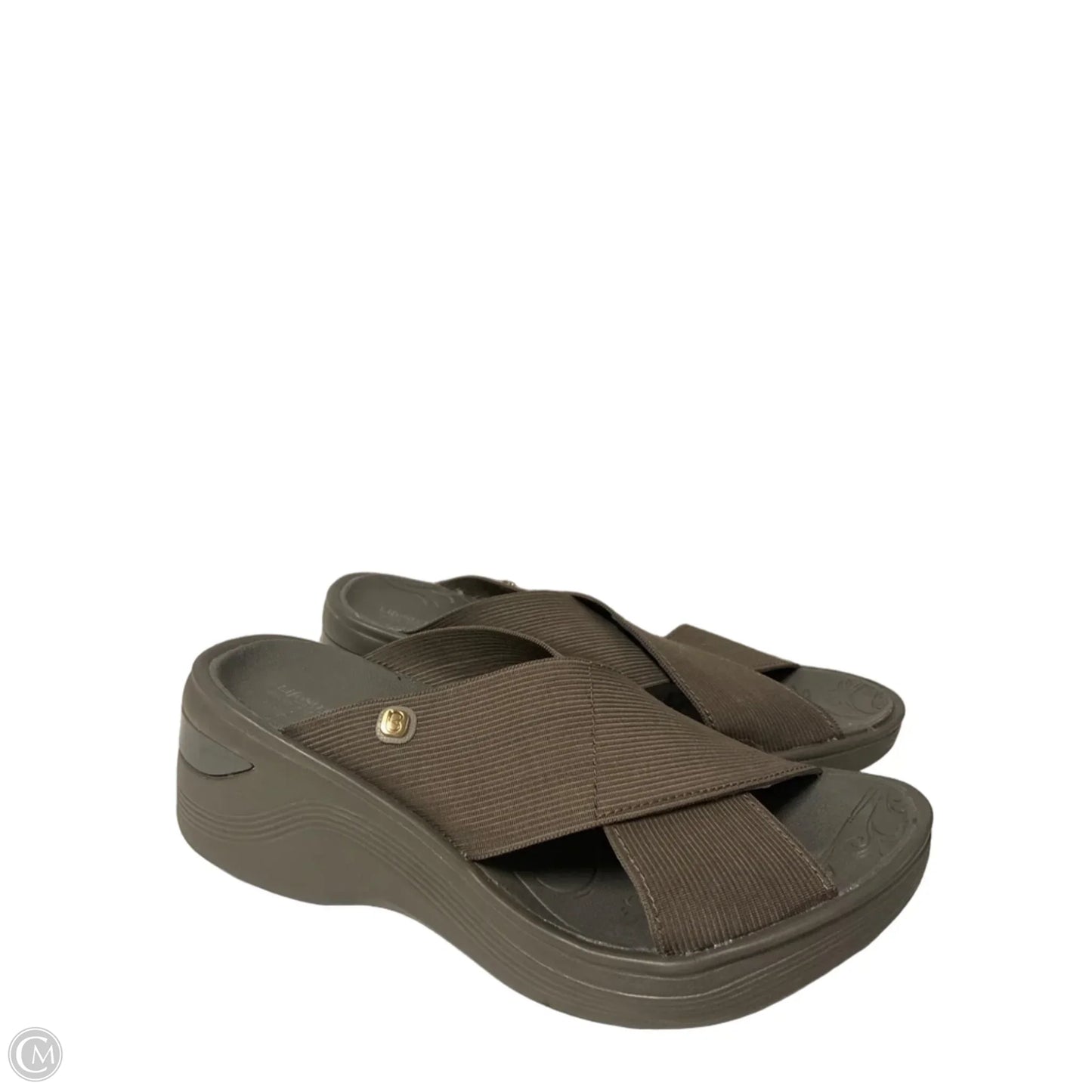 Sandals Heels Wedge By Life Stride In Taupe, Size: 6