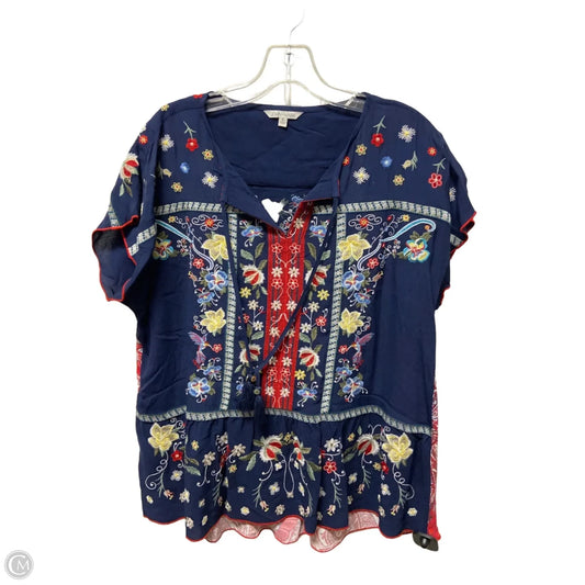 Top Short Sleeve By John Mark In Blue, Size: S