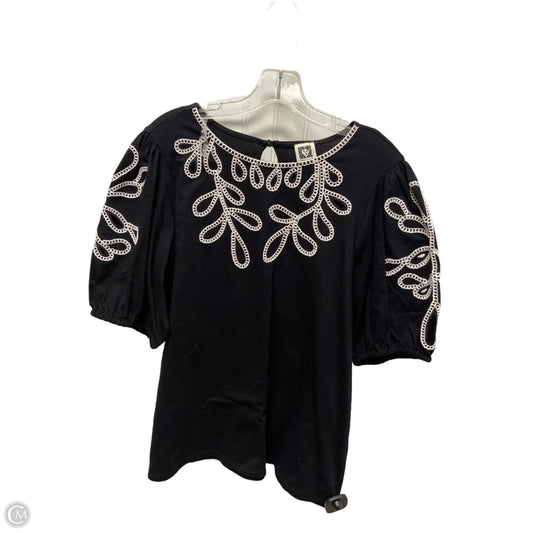 Top Short Sleeve By Anne Klein In Black, Size: M