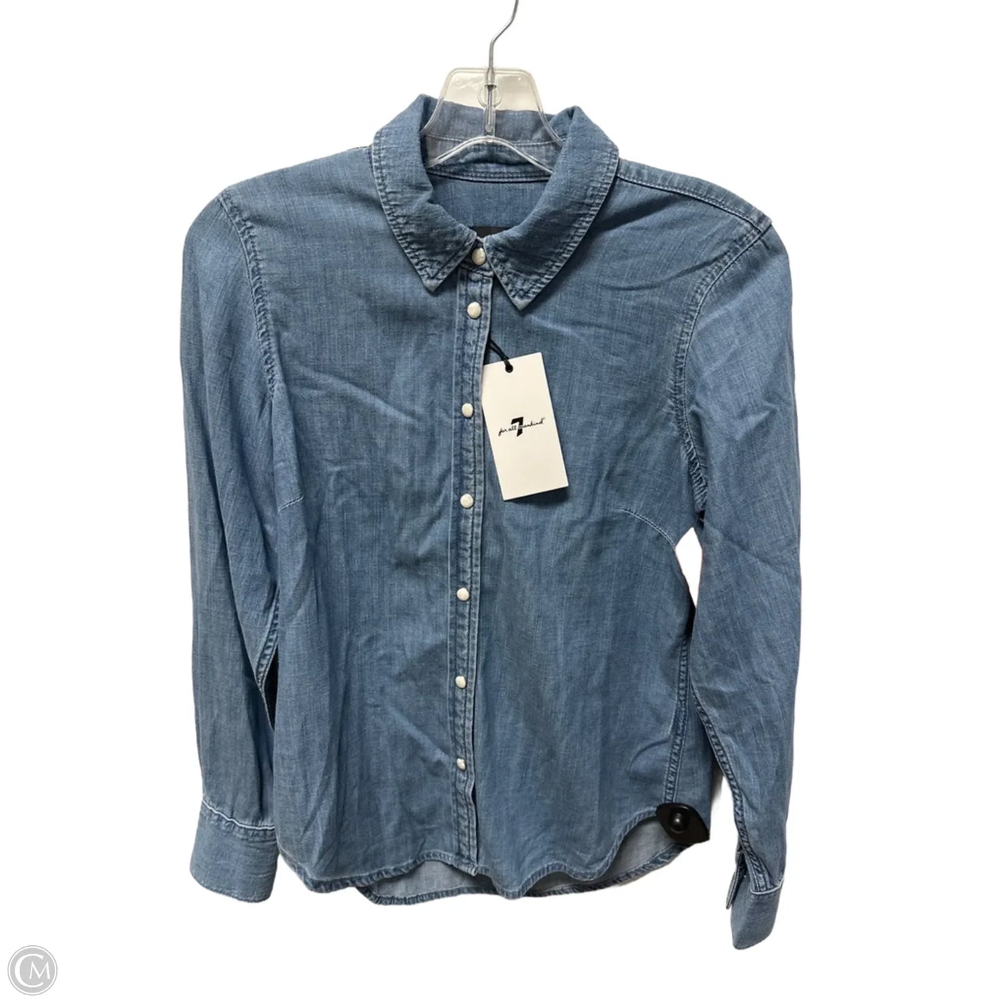 Top Long Sleeve By 7 For All Mankind In Blue Denim, Size: Xs