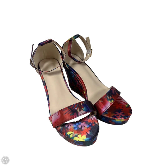 Sandals Heels Wedge By Clothes Mentor In Multi-colored, Size: 9.5