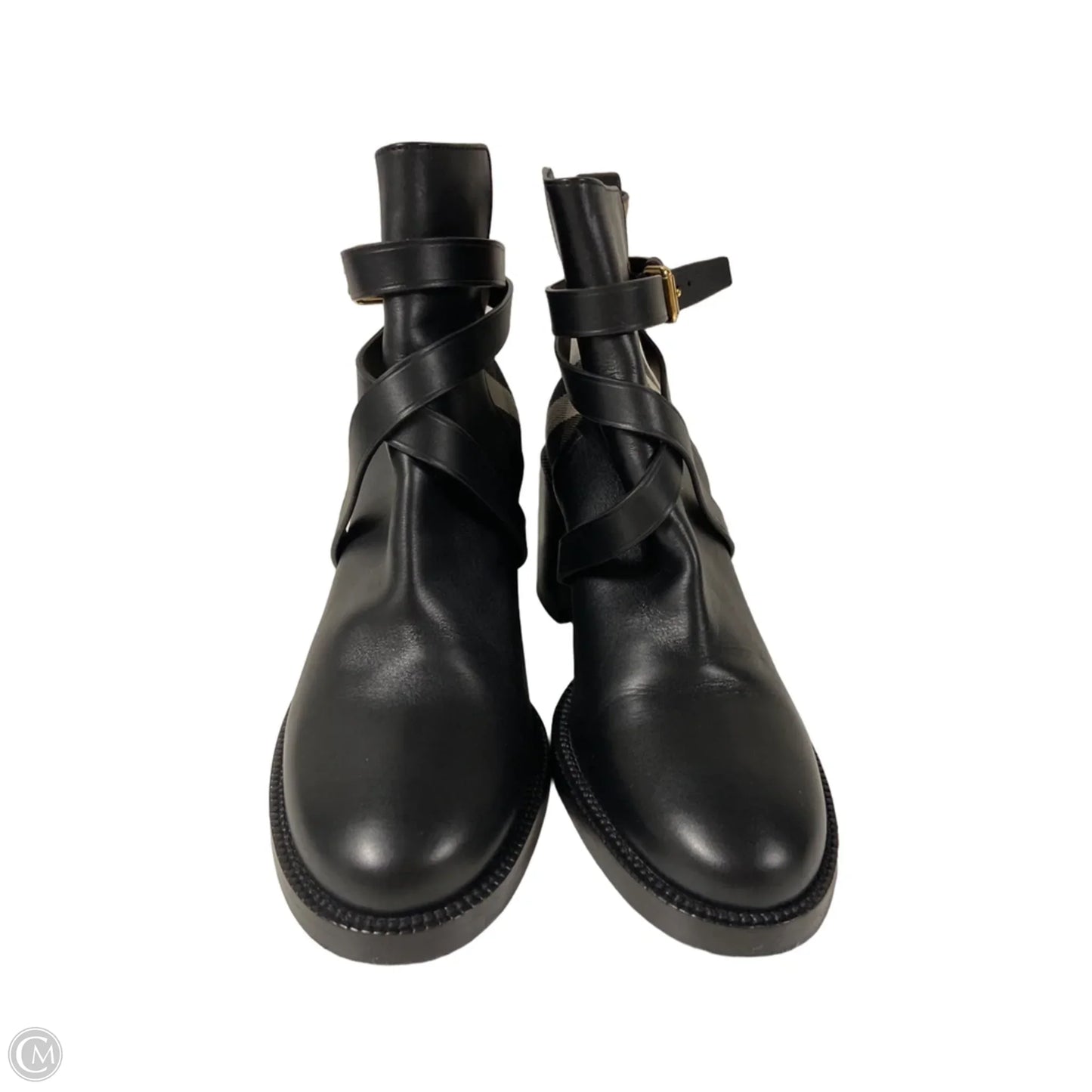 Boots Luxury Designer By Burberry In Black, Size: 7.5