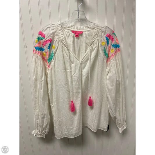 Top Long Sleeve Designer By Lilly Pulitzer In White, Size: S