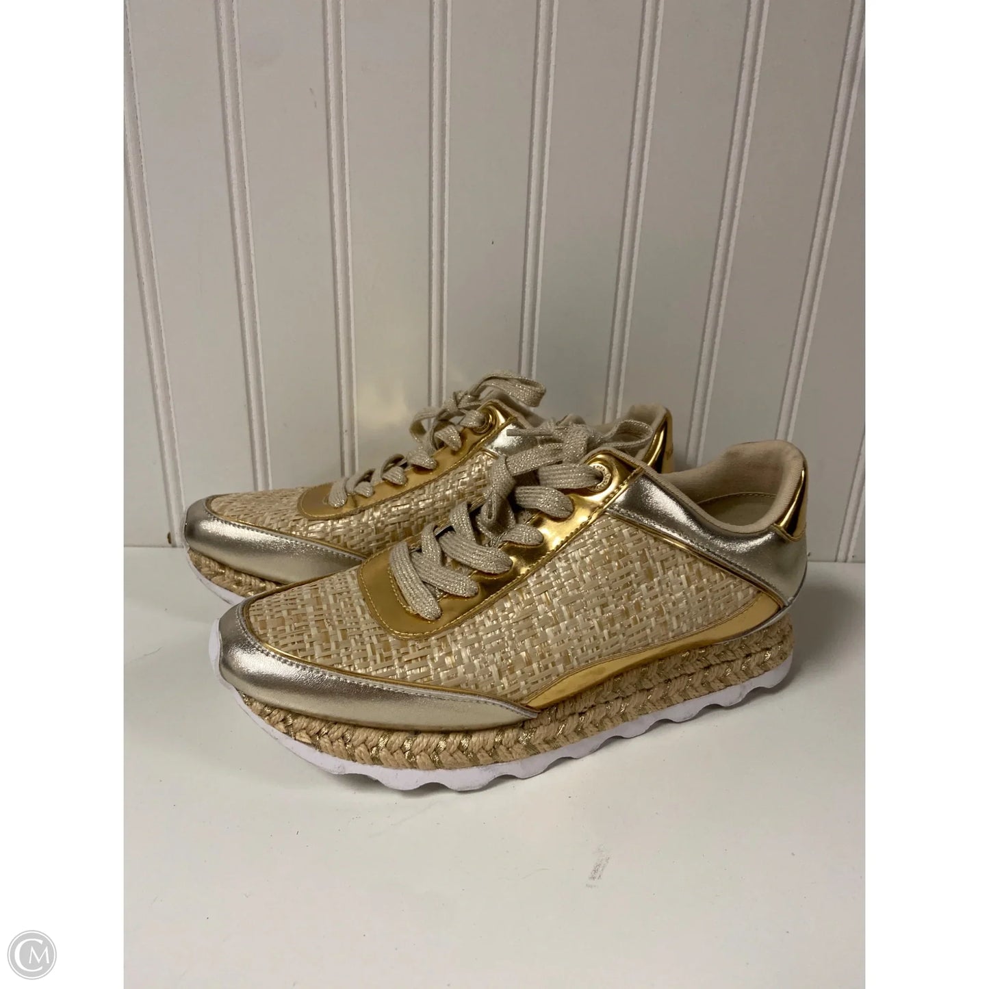 Shoes Designer By Karl Lagerfeld In Gold, Size: 7.5