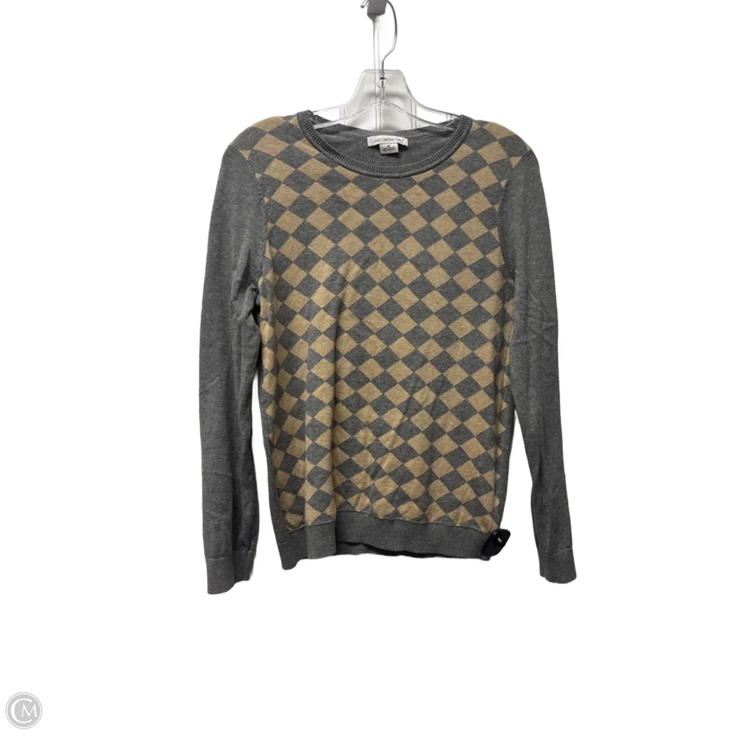 Sweater By Liz Claiborne In Grey & Tan, Size: M