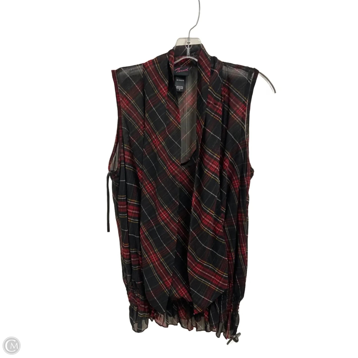Top Sleeveless By Torrid In Plaid Pattern, Size: 0