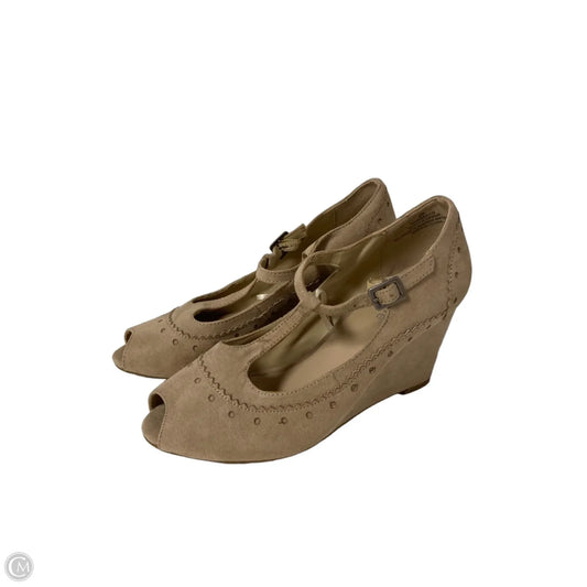 Sandals Heels Wedge By Nicole In Cream, Size: 6