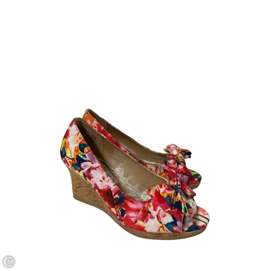 Sandals Heels Wedge By Dexflex In Floral Print, Size: 7.5