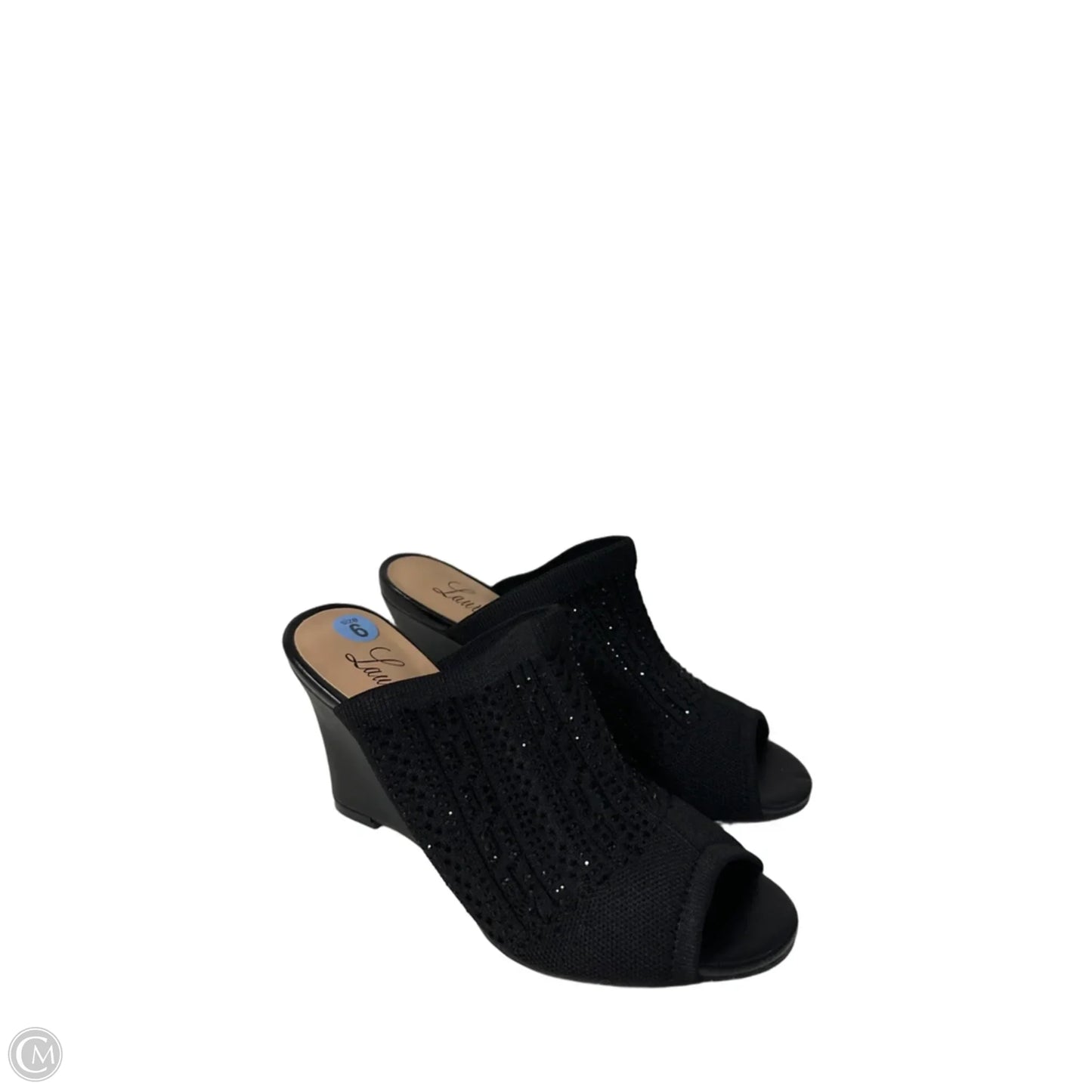 Sandals Heels Wedge By Clothes Mentor In Black, Size: 6