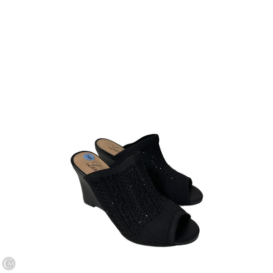 Sandals Heels Wedge By Clothes Mentor In Black, Size: 6
