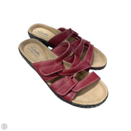 Sandals Heels Wedge By Clarks In Red, Size: 6.5