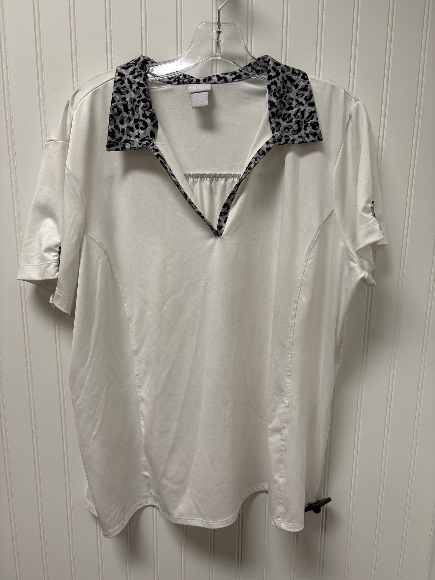 White Athletic Top Short Sleeve Chicos, Size 1x