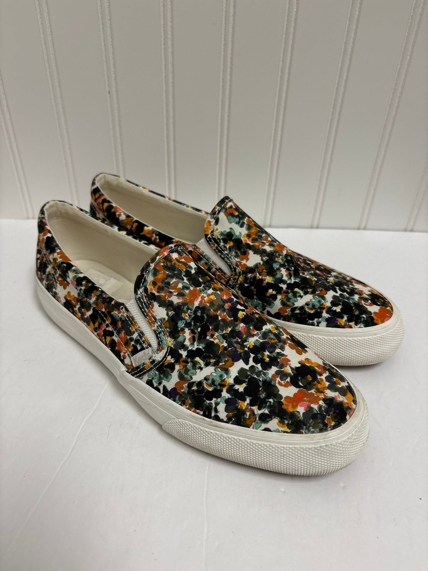 Floral Print Shoes Flats Keds, Size 9.5