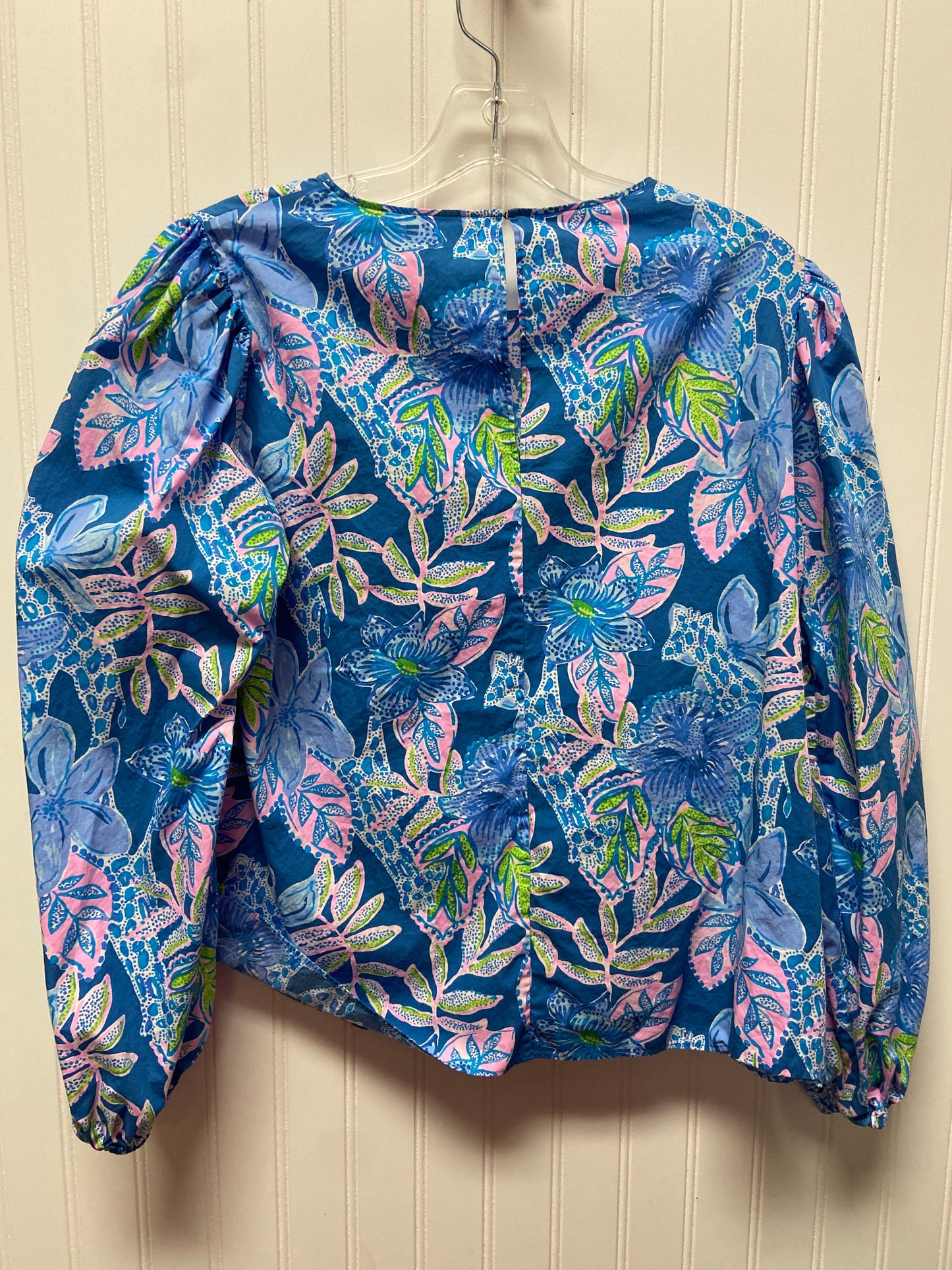 Blue Top Long Sleeve Designer Lilly Pulitzer, Size S