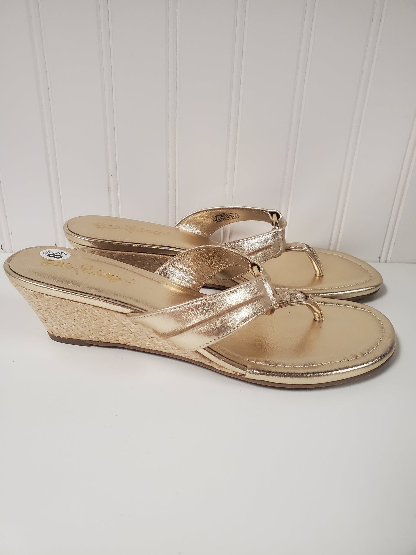 Sandals Designer By Lilly Pulitzer In Gold, Size: 8.5