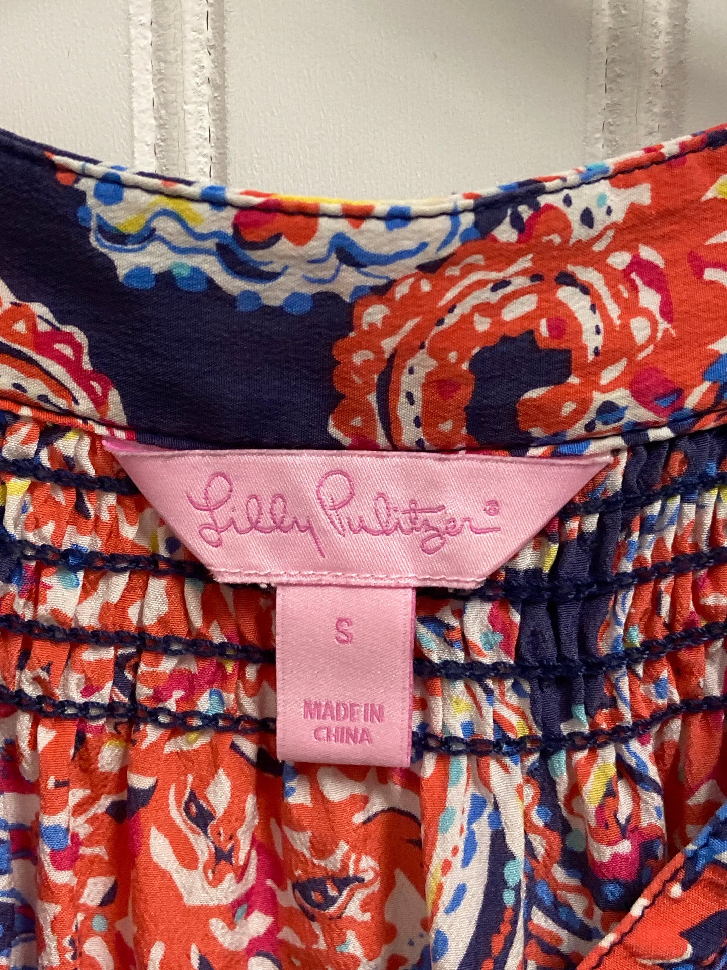 Top Long Sleeve Designer By Lilly Pulitzer In Blue & Red, Size: S