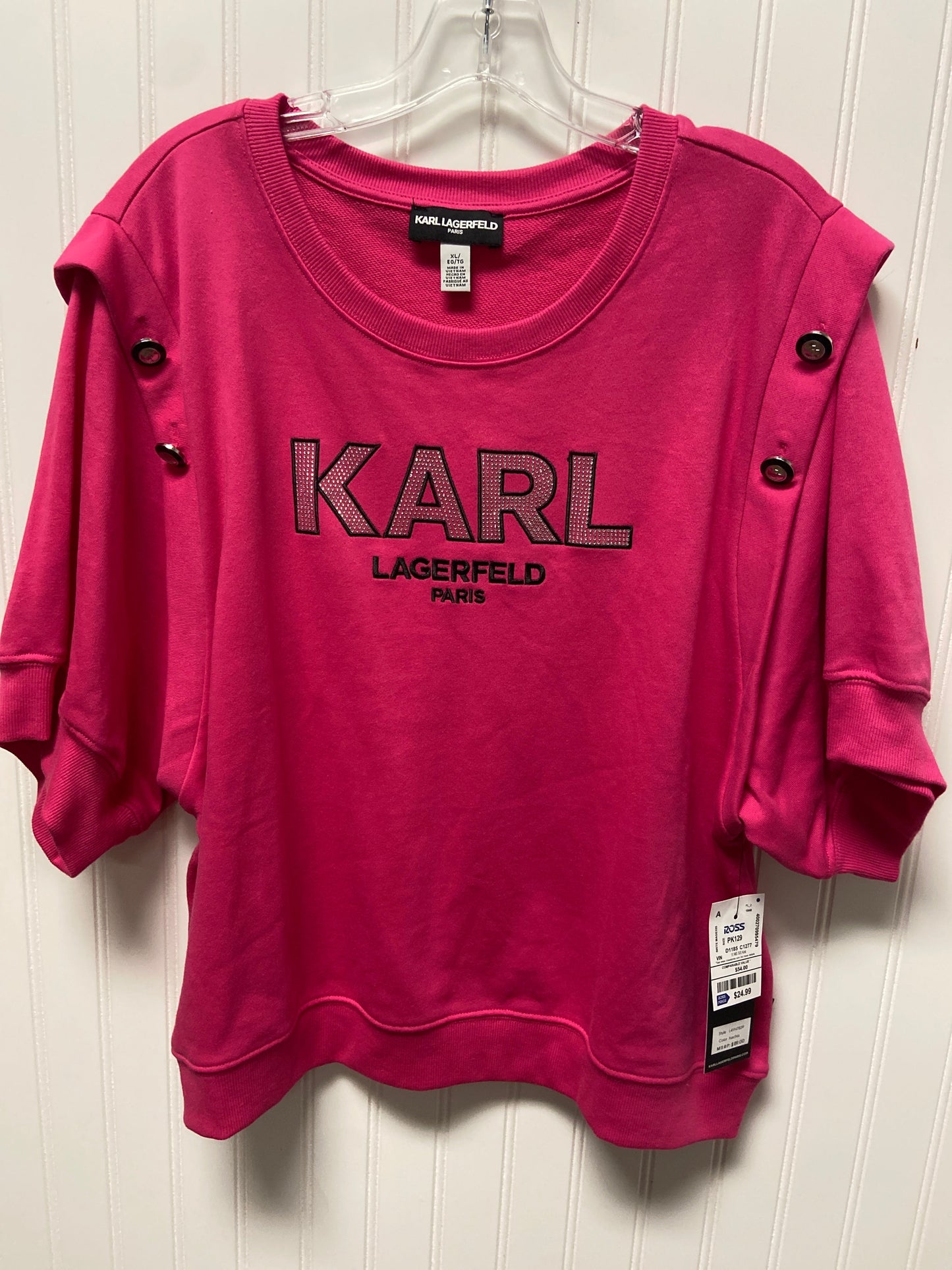 Top Short Sleeve Designer By Karl Lagerfeld In Pink, Size: Xl