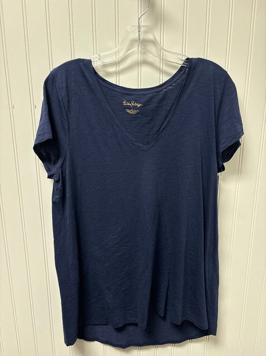 Top Short Sleeve Designer By Lilly Pulitzer In Navy, Size: L