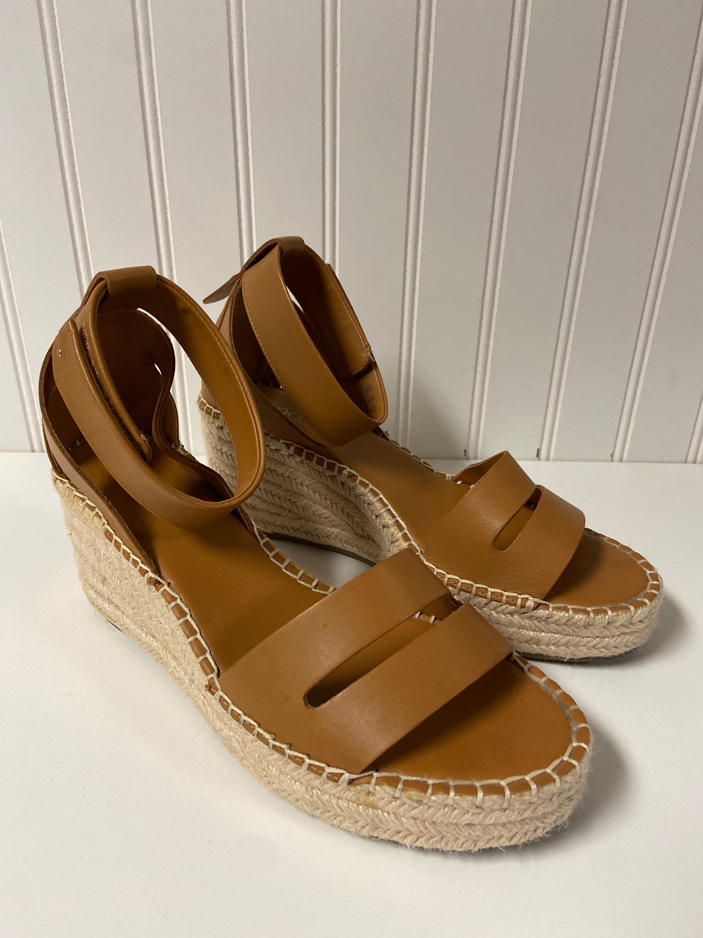 Sandals Heels Wedge By Franco Sarto In Tan, Size: 9