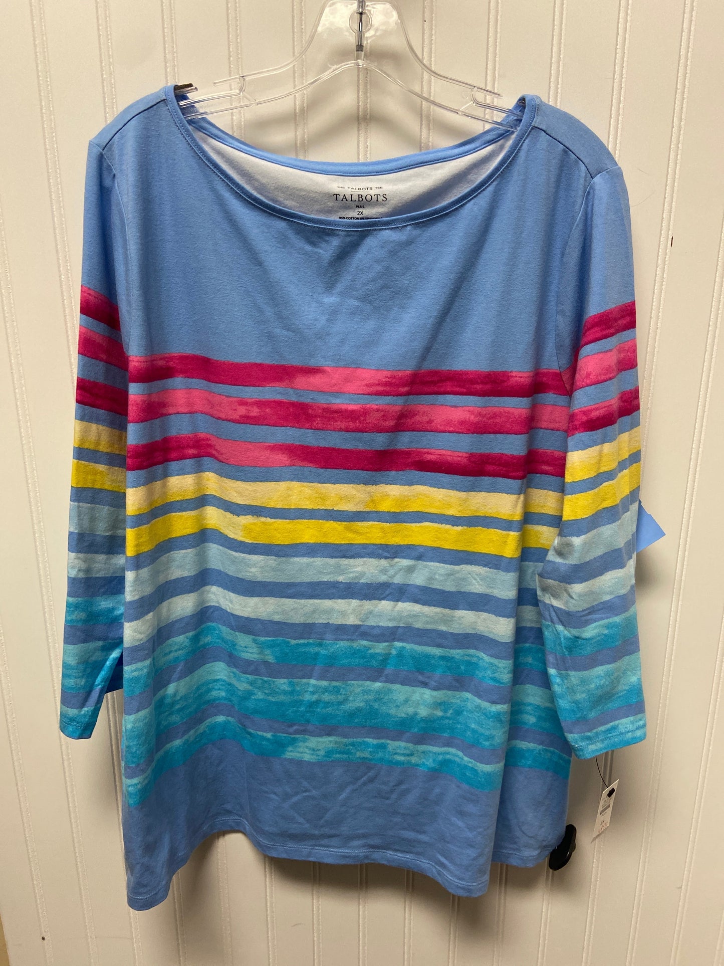 Top Long Sleeve Basic By Talbots In Blue & Pink, Size: 2x