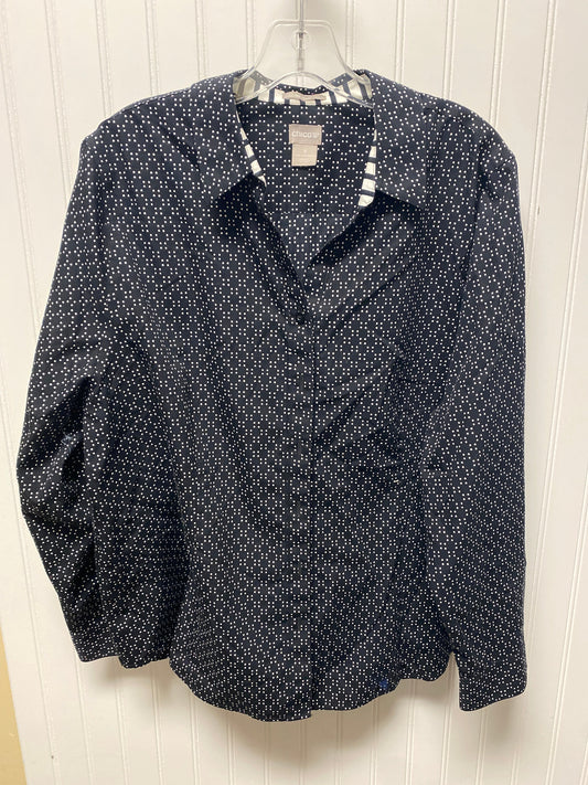 Top Long Sleeve By Chicos In Polkadot Pattern, Size: Xl