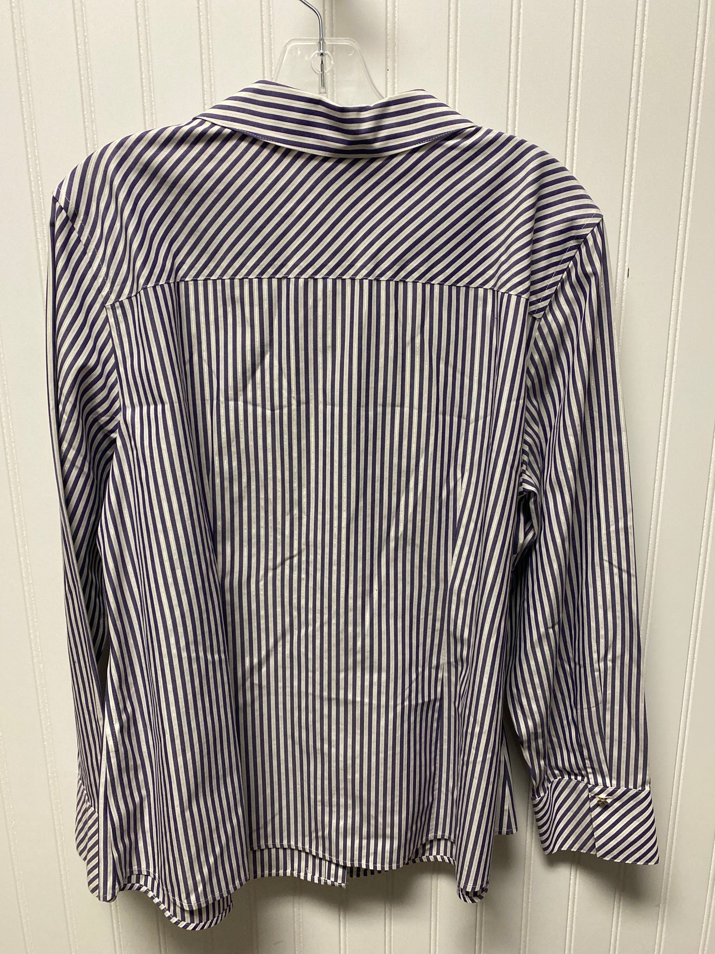 Top Long Sleeve By Chicos In Blue & White, Size: Xl