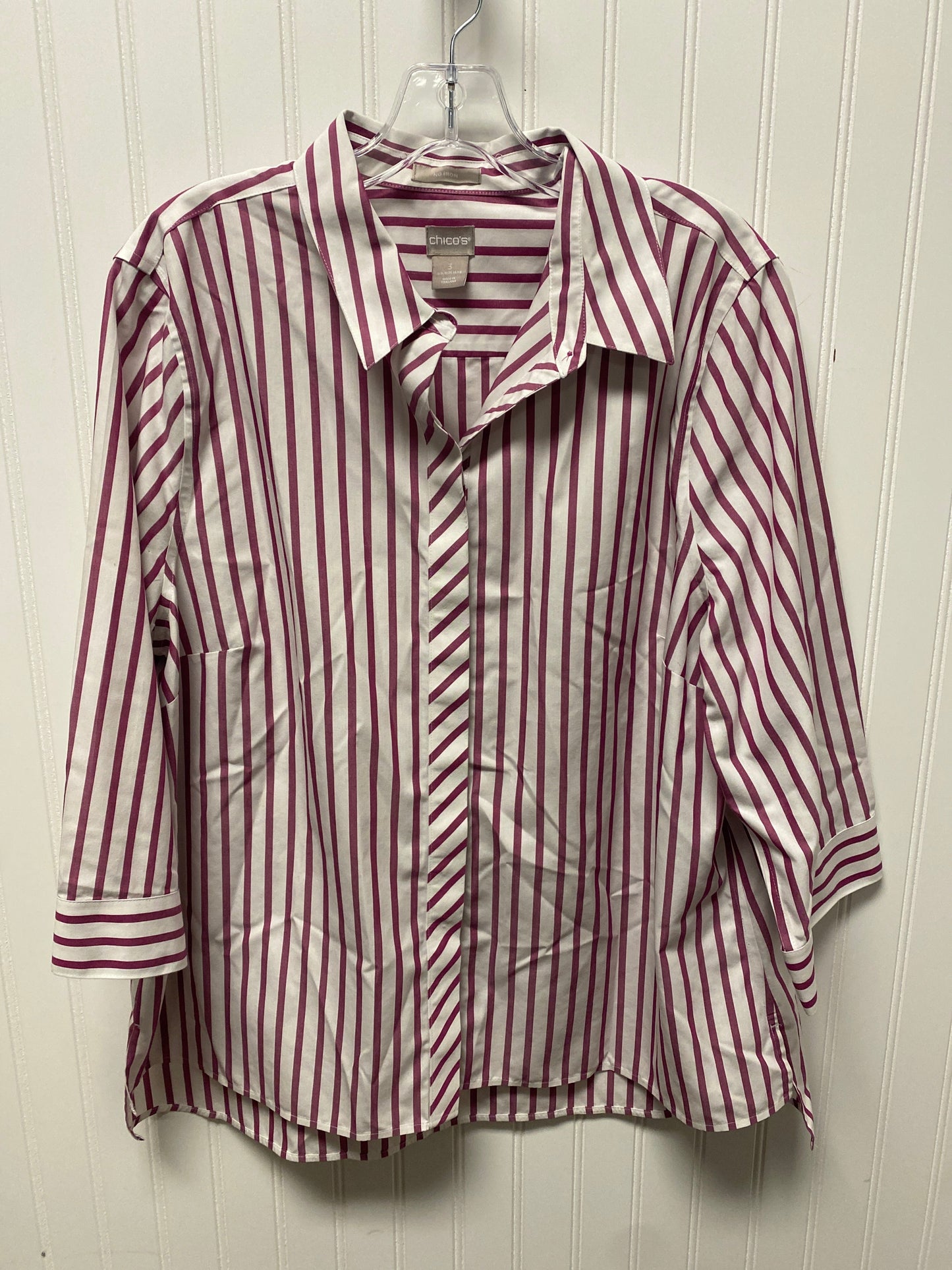 Top Long Sleeve By Chicos In Striped Pattern, Size: Xl