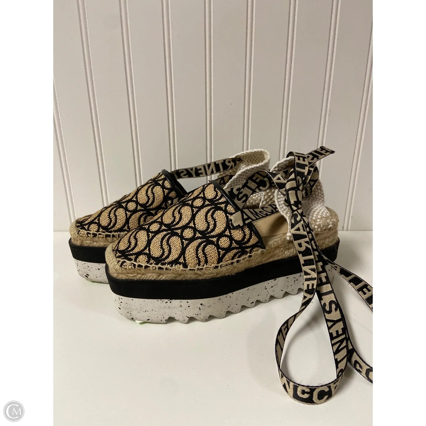 Sandals Luxury Designer By Stella Mccartney In Black & Cream, Size: 6