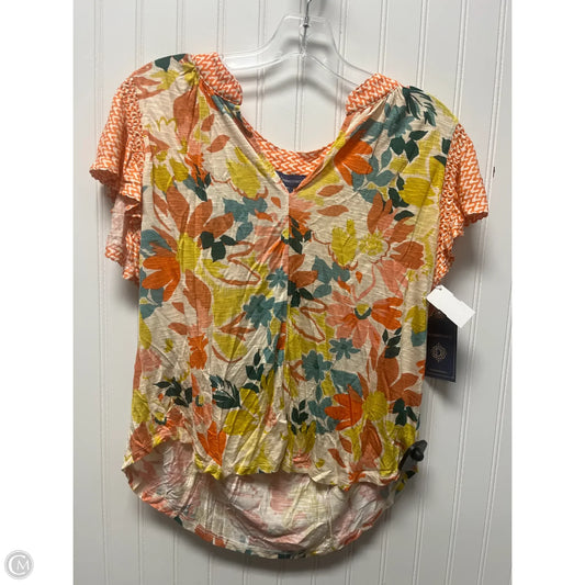 Top Short Sleeve By Democracy In Orange & Yellow, Size: M