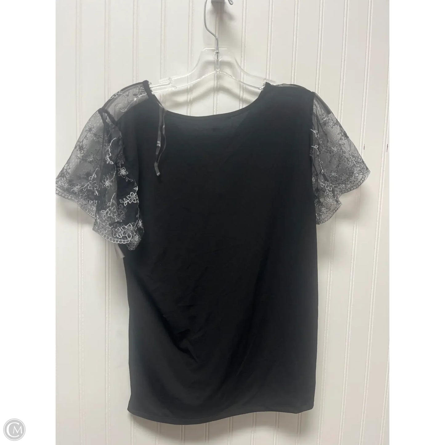 Top Short Sleeve By Adrienne Vittadini In Black, Size: S