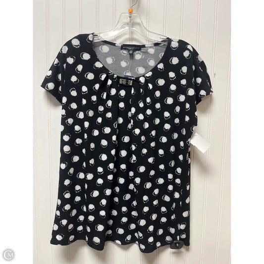 Top Short Sleeve By Adrienne Vittadini In Black & White, Size: M