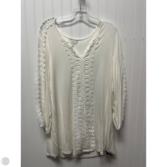 Top Long Sleeve By Coral Bay In Cream, Size: 1x