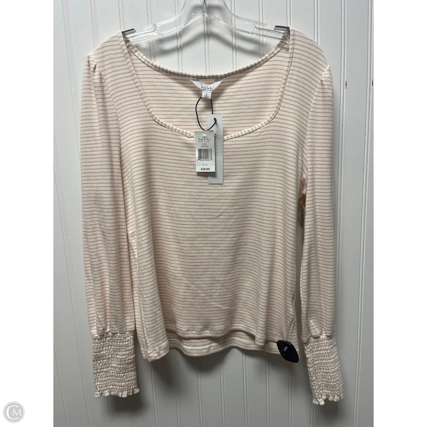 Top Long Sleeve By Nicole By Nicole Miller In Striped Pattern, Size: L