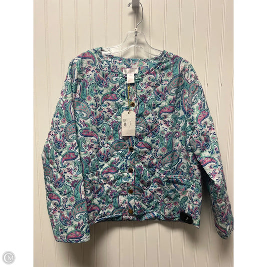 Jacket Puffer & Quilted By Stella Parker In Paisley Print, Size: Lp