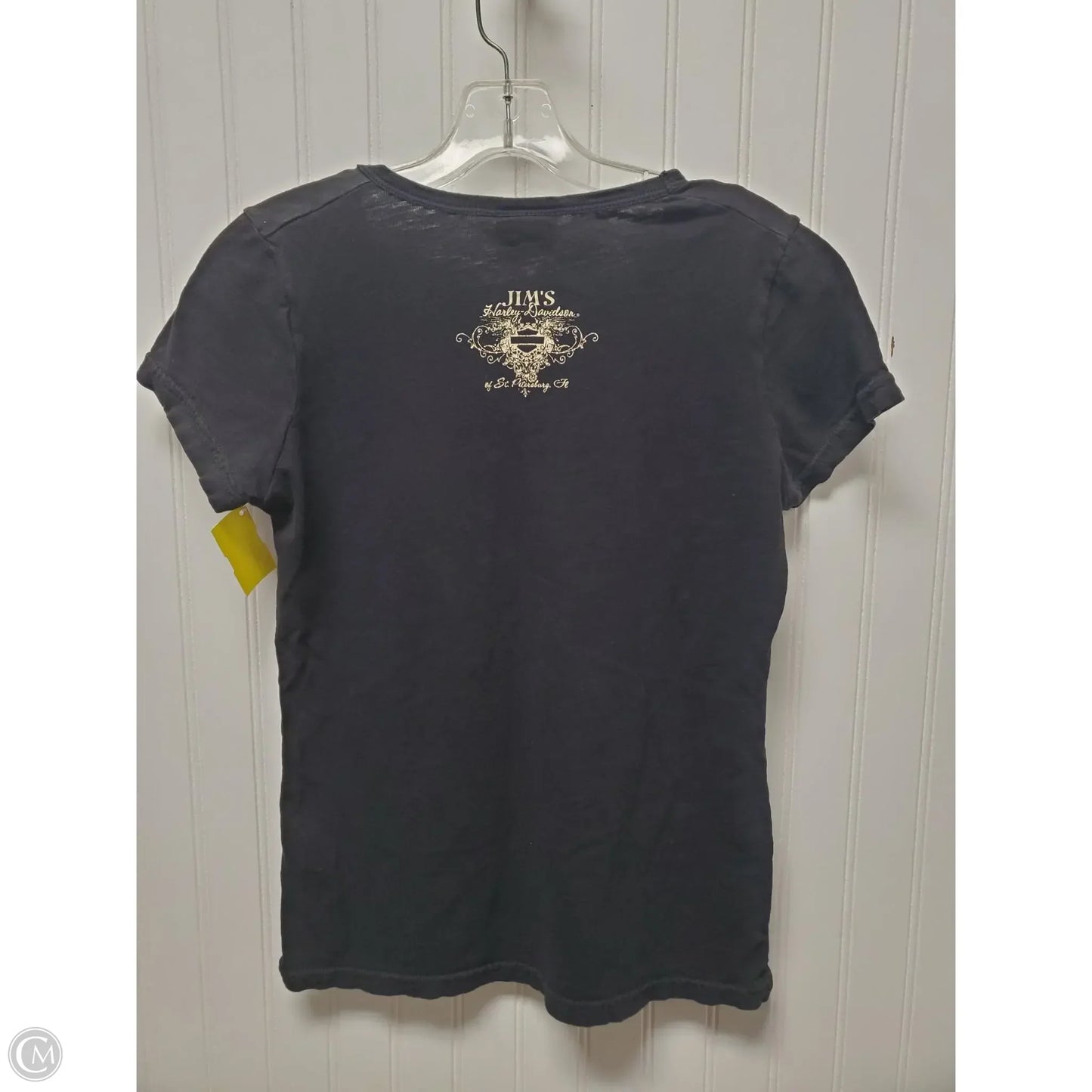 Top Short Sleeve By Harley Davidson In Black & Orange, Size: S