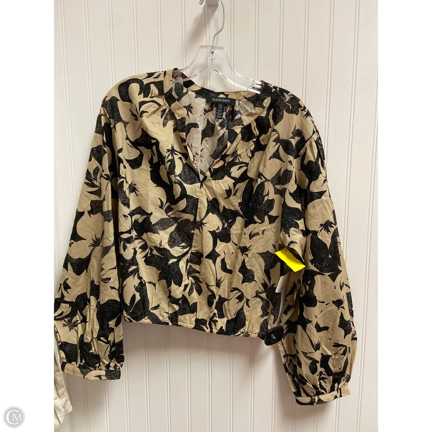 Top Long Sleeve By Ellen Tracy In Black & Tan, Size: M