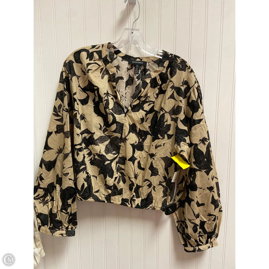 Top Long Sleeve By Ellen Tracy In Black & Tan, Size: M