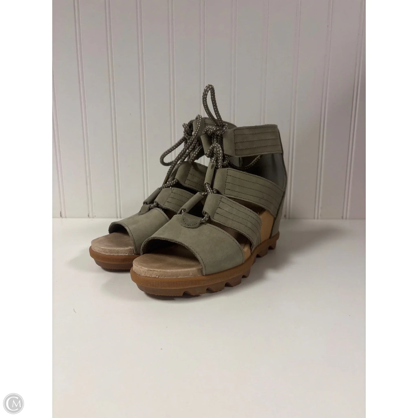 Sandals Heels Wedge By Sorel In Green, Size: 6.5