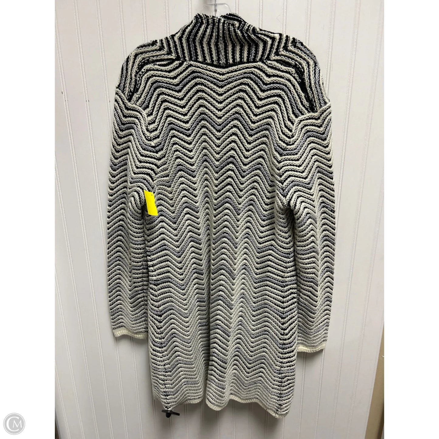 Sweater Cardigan By Derek Heart In Black & Cream, Size: 1x