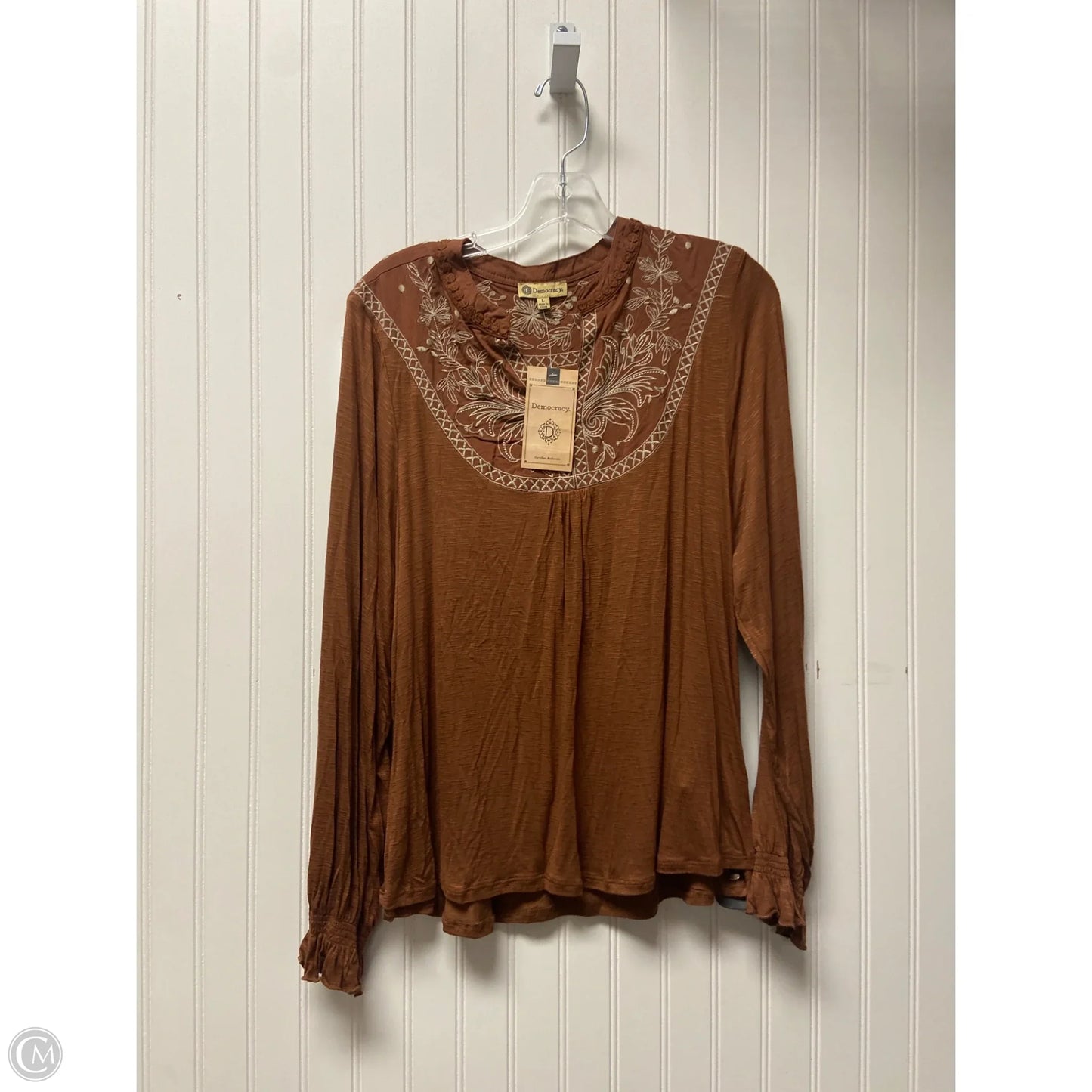 Top Long Sleeve By Democracy In Brown, Size: L