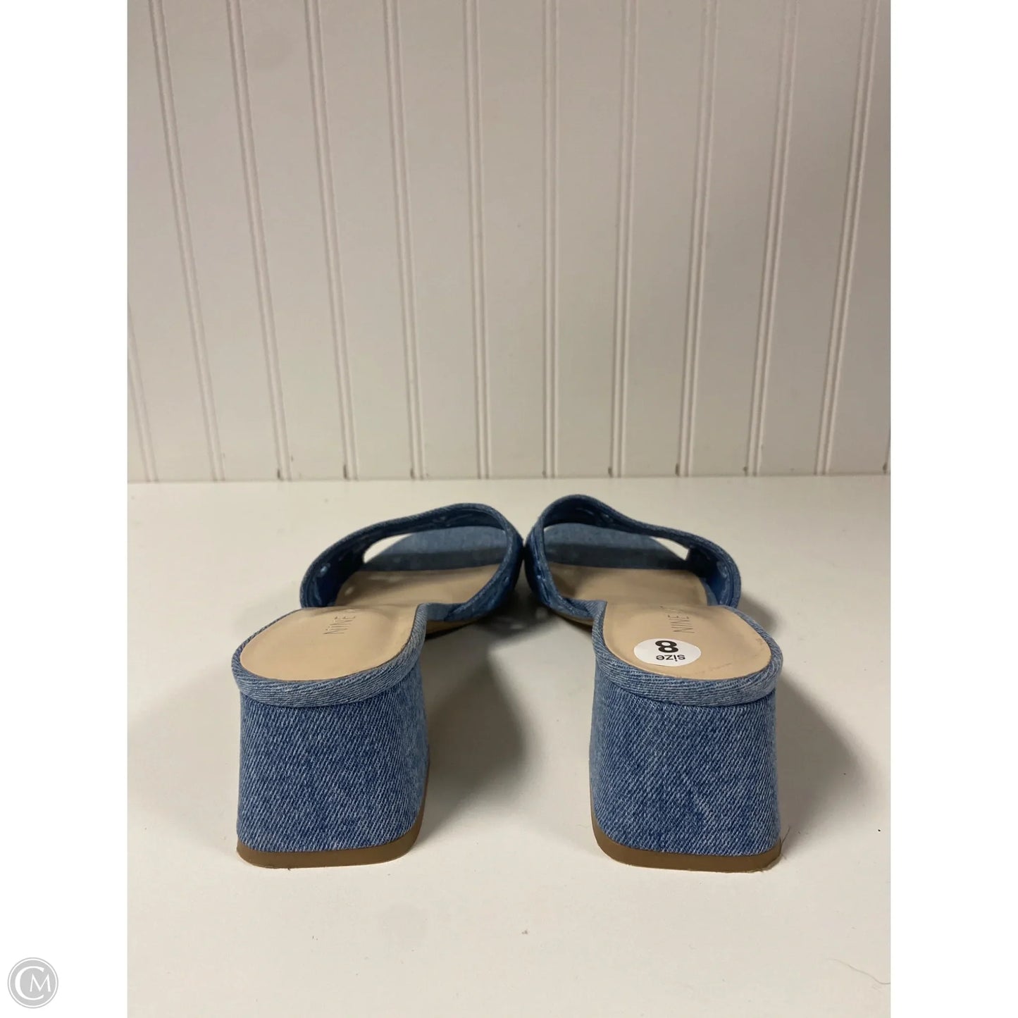 Sandals Heels Block By Nine West In Blue Denim, Size: 8