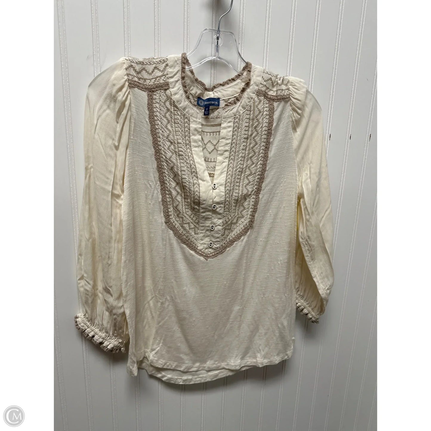 Top Long Sleeve By Democracy In Cream, Size: S