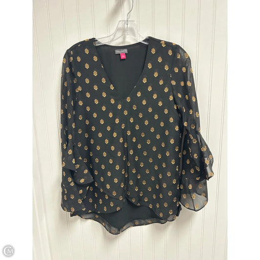 Top Long Sleeve By Vince Camuto In Black & Gold, Size: Xs