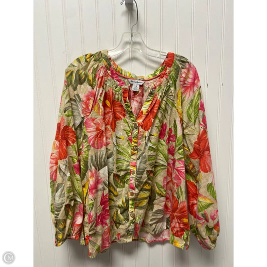 Top Long Sleeve By Tommy Bahama In Floral Print, Size: L